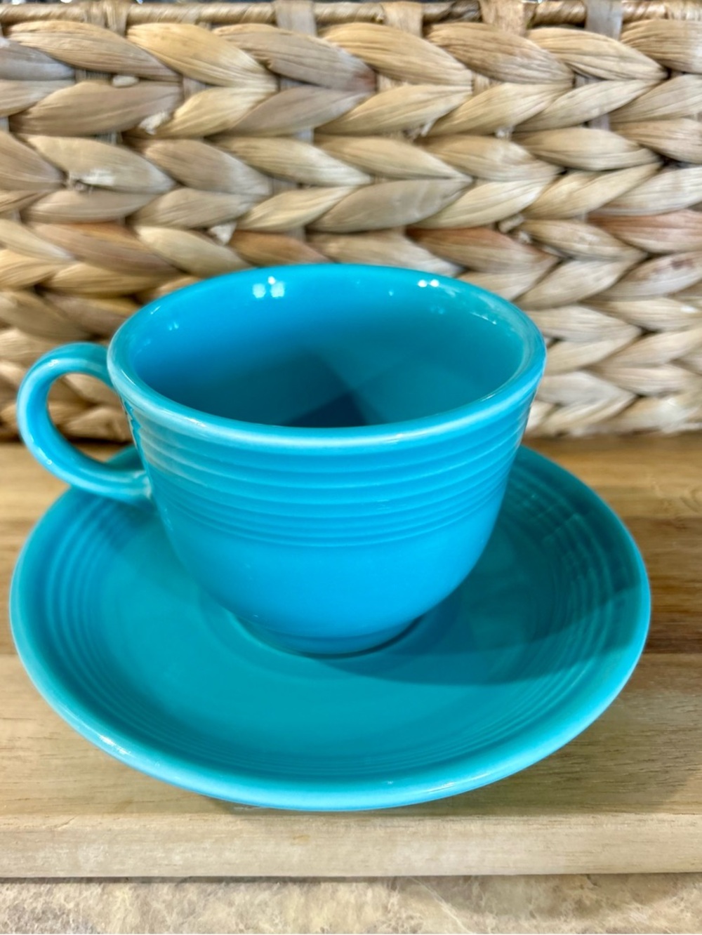 Fiestaware Teacup and Saucer in Turquoise